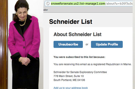 Snowe Backing Schneider? Olympia Shares Email List