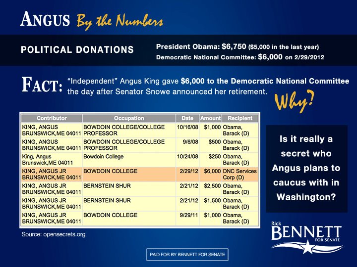 Independent? Bennett campaign whacks Angus on huge DNC donation