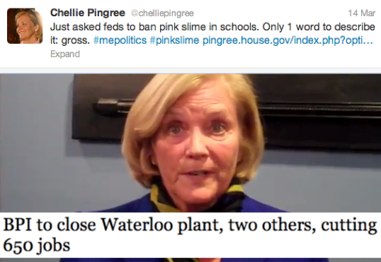 Pingree’s beef against so-called “pink slime” costs 650 American jobs