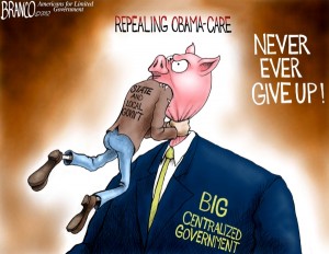 Obamacare cartoon.Never-Give-Up-600