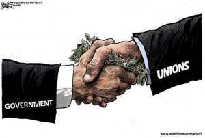 Cartoon.Government and Unions