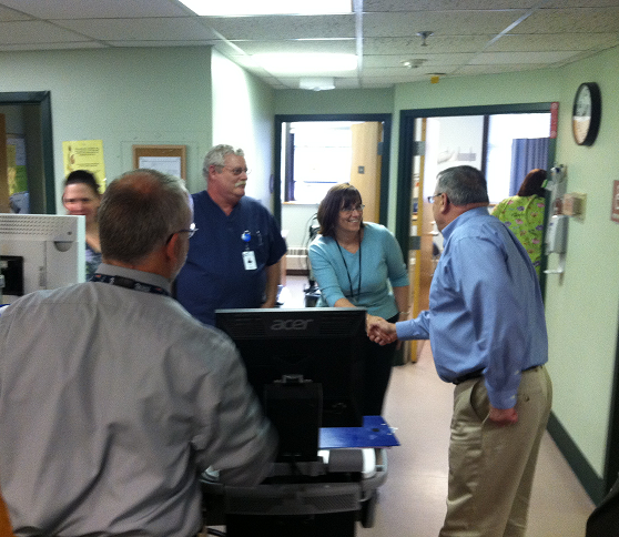 LePage meets staff at Downeast Community Hospital