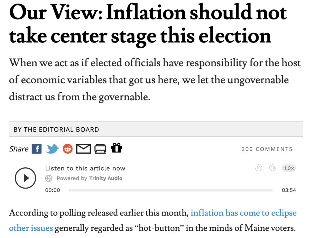 Their View: Press Herald Says Voters Should Ignore Inflation