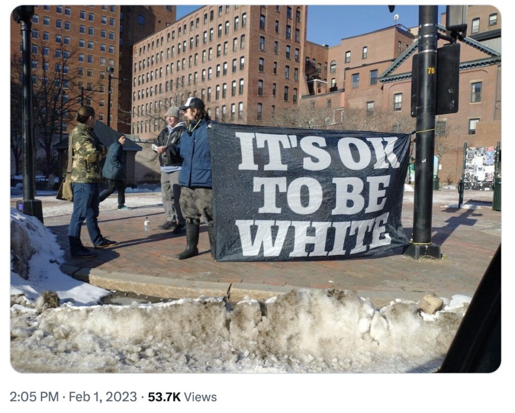 Herald Reporter Triggered by “It’s OK to be white” Sign