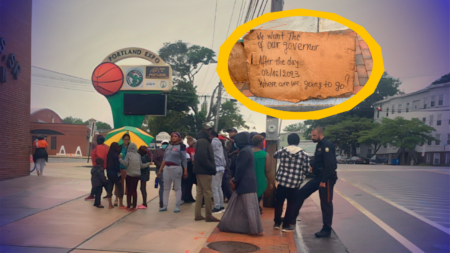 Bad Food, No Showers: Migrants Protest Outside Portland Expo Over “Awful Conditions,” Uncertain Future Benefits