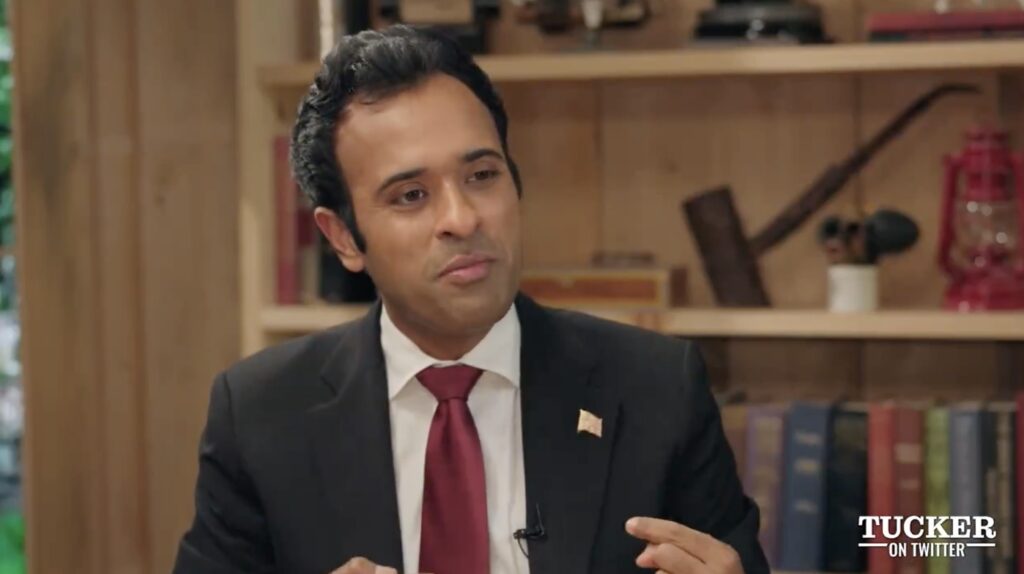 Vivek Ramaswamy Bucks Party Line on Ukraine in Tucker Carlson Sit-Down