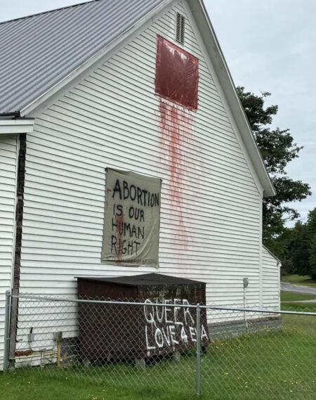 Palermo Baptist Church Vandalized with Pro-Abortion Slogans