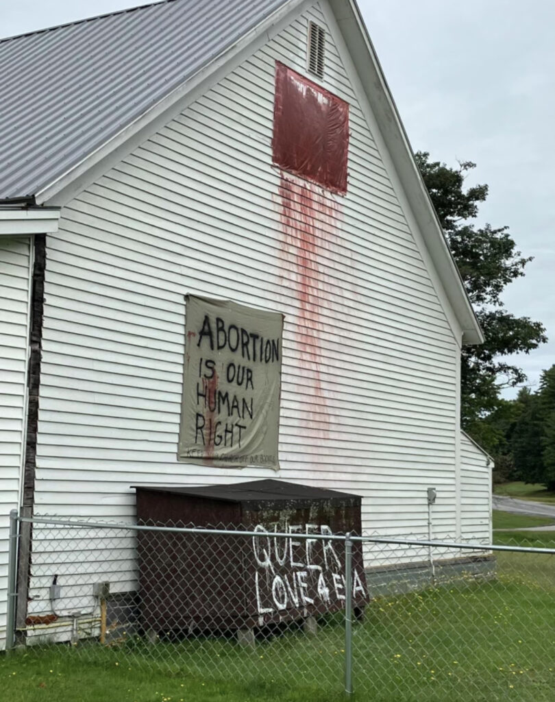 Palermo Baptist Church Vandalized with Pro-Abortion Slogans