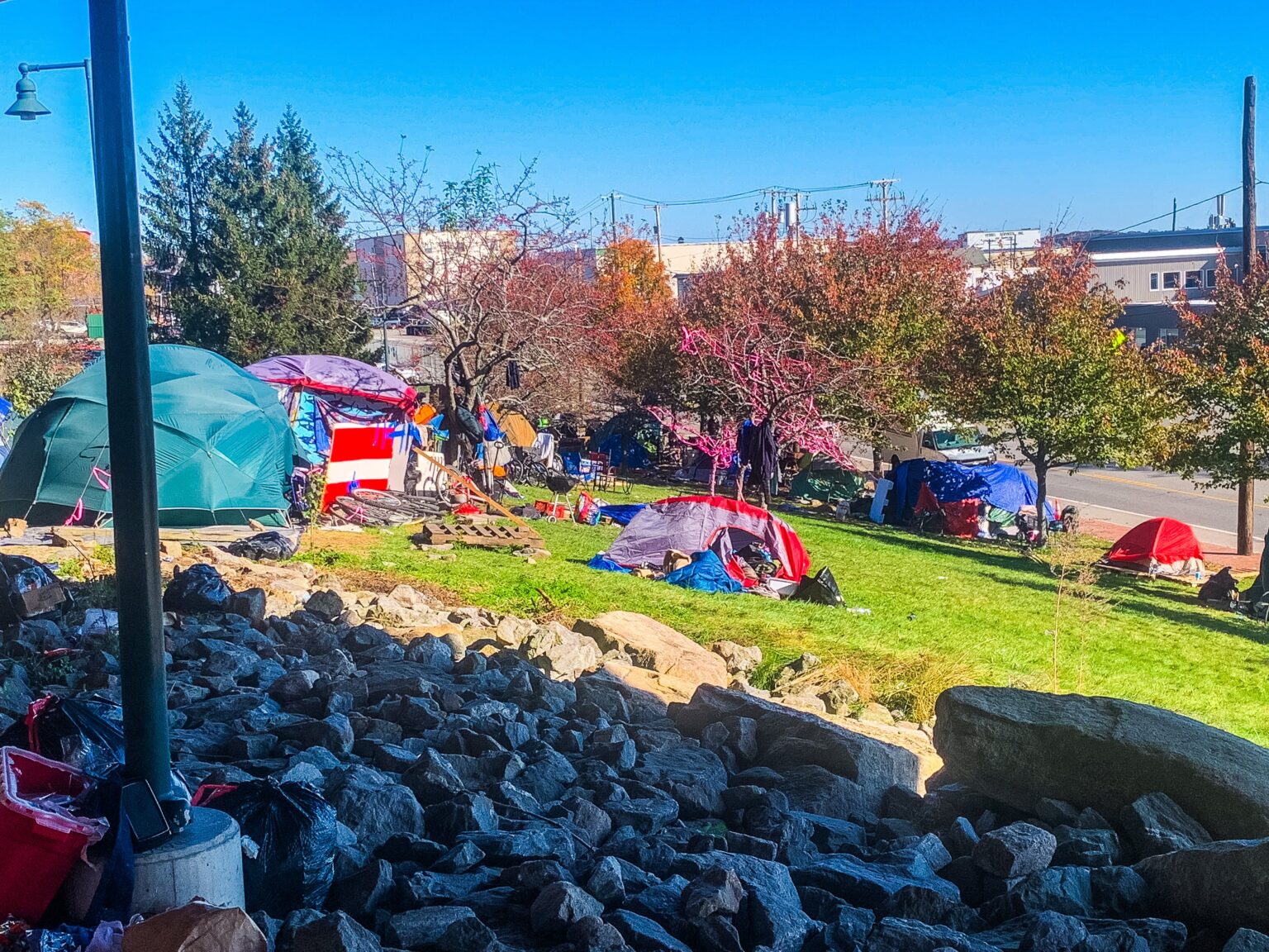 Portland City Officials Provide Update on 120-Tent, Rat-Infested Homeless Encampment Under Casco Bay Bridge
