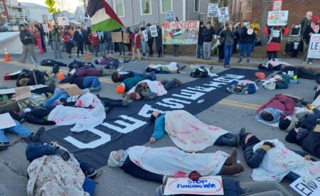 Pro-Palestine Protestors Block Road Outside Bath Iron Works, Demand Shipyard Stop Arming “Imperialist Genocide”