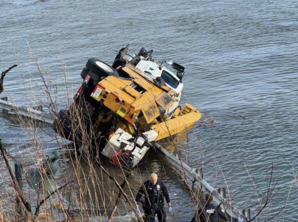 Truck Takes 45-Foot Fall into Water from Tukey’s Bridge in Portland