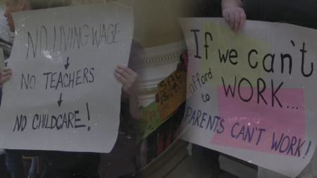 Maine Child Care Workers Gather to Protest $30M in Proposed Cuts to Salary Supplement Program