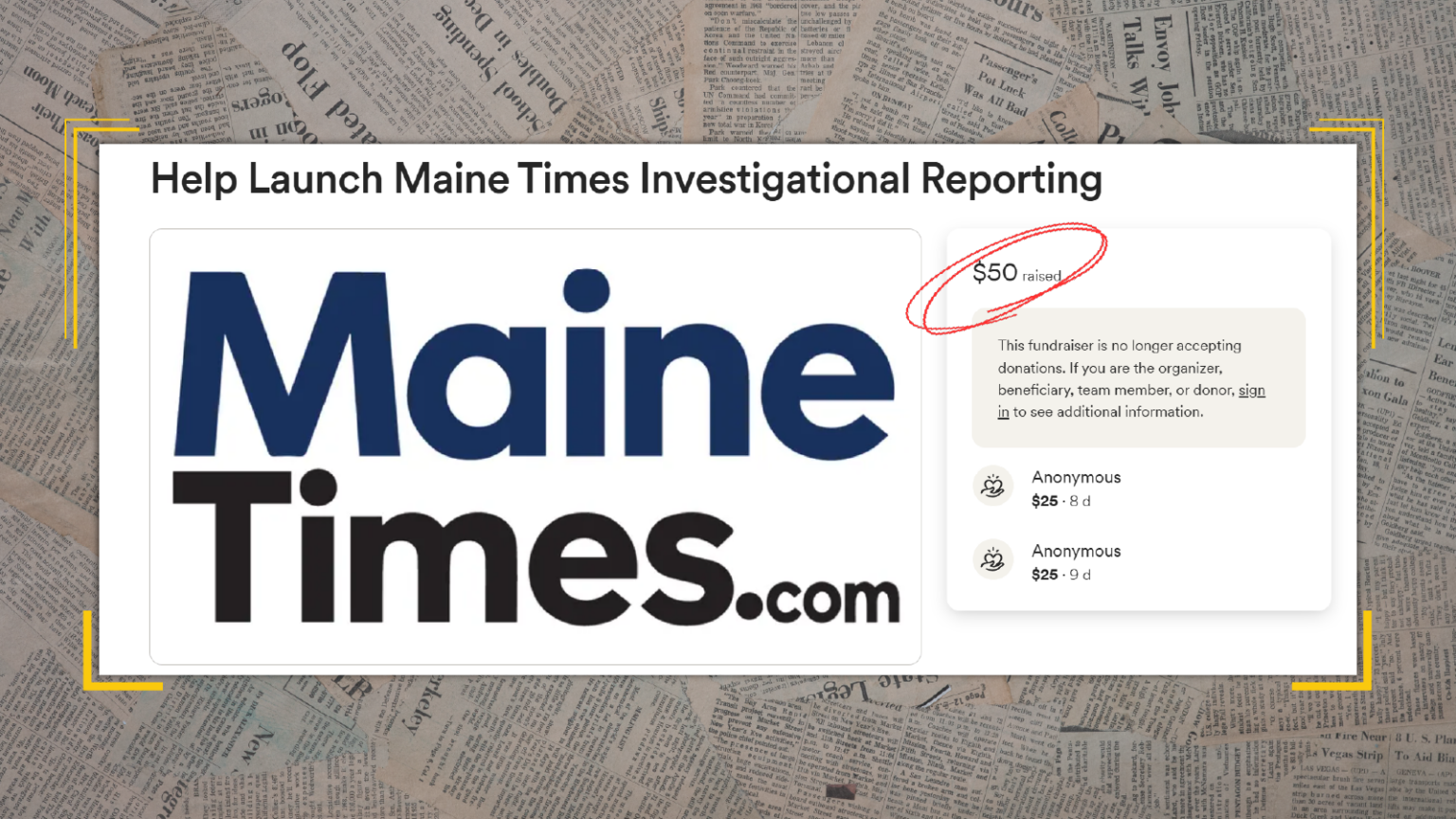 ‘Stop The Presses!โ Maine Times Relaunch Is A Big Bust, Organizer Cancels Fundraiser