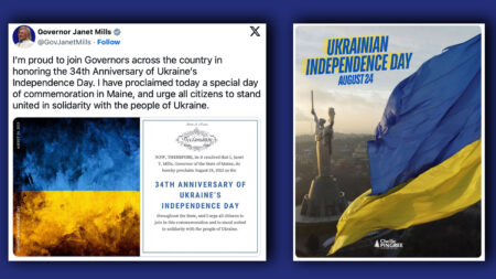 Mills Conspicuously Fails to Call for Peace in Ukrainian Independence Day Message