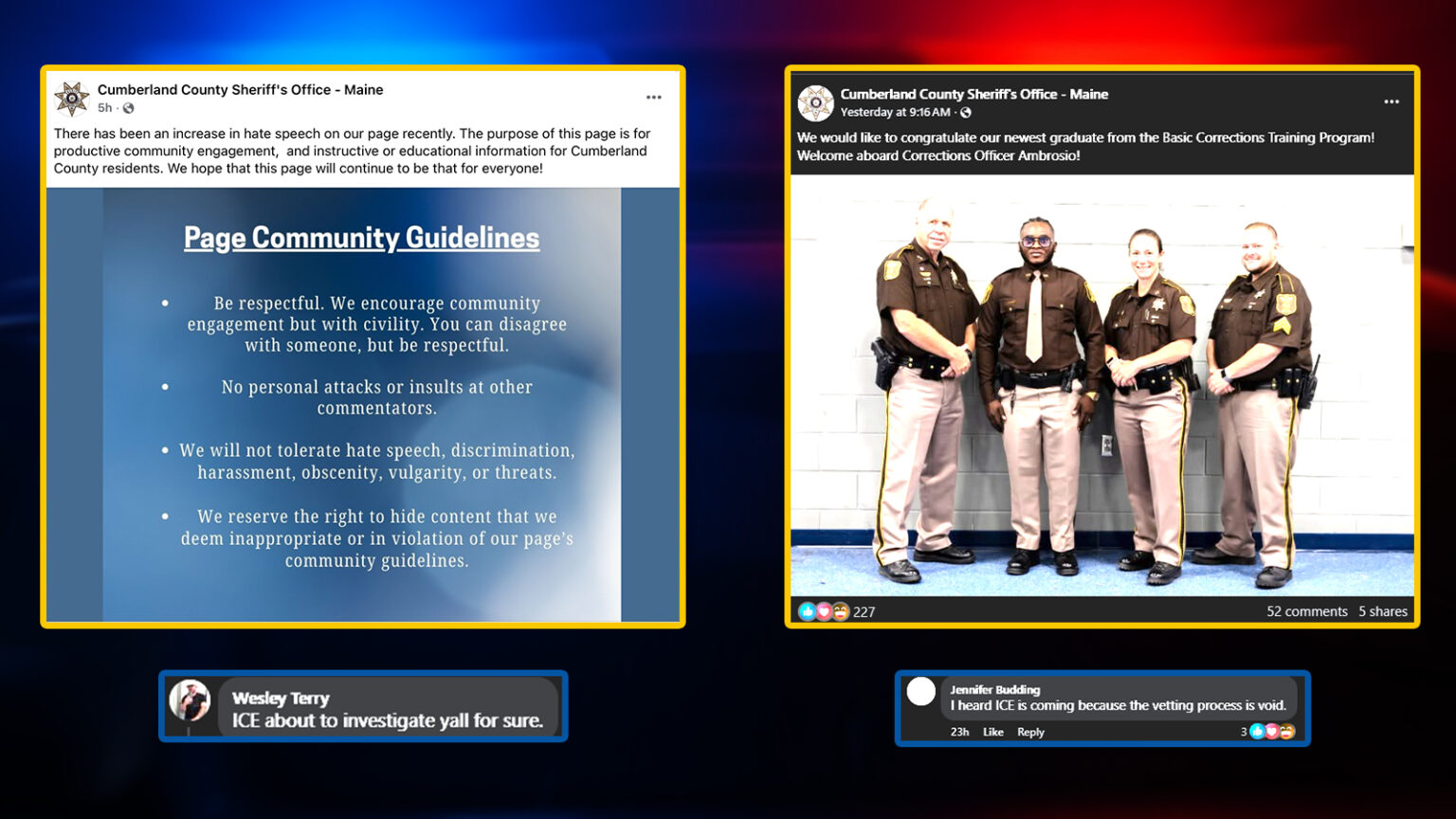 Cumberland Sheriff’s Department Warns Against Online “Hate Speech” on Its Facebook Page
