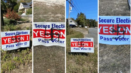 Pro-Voter ID ‘Yes on One’ Signs Vandalized With Swastikas In Harpswell