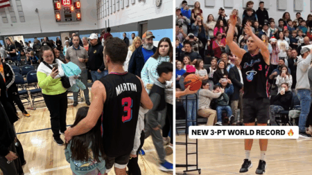 Saco Teacher Sets Third Guinness World Record with Marathon Three-Point Shooting Performance