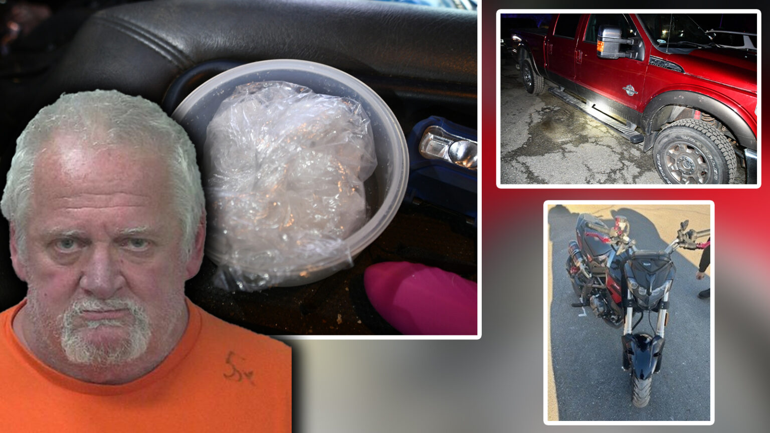 Orrington Investigation Leads to Two Arrests on Drug and Burglary Charges, Red Truck and Motorcycle Recovered
