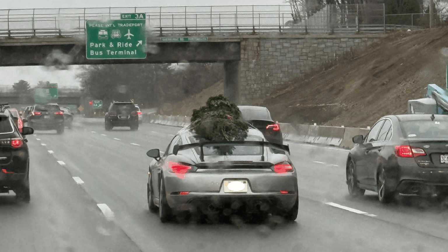 Porsche Driver Under Fire for Bringing a Christmas Tree Across the Border Into NH From Maine