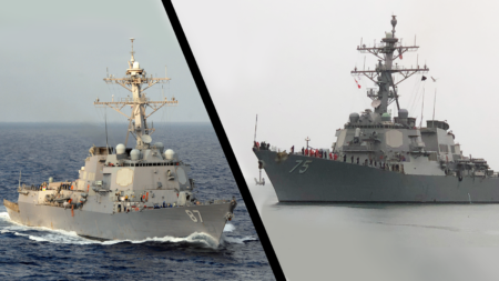 Two Maine Destroyers Seen Escorting Bush Aircraft Carrier Headed To The Mideast